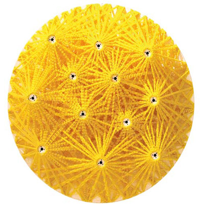<b>Linear Fractal (Yellow)</b>, 2010<br>Nylon fabric on canvas<br>150 x 150 cm - 59.1 x 59.1 in.