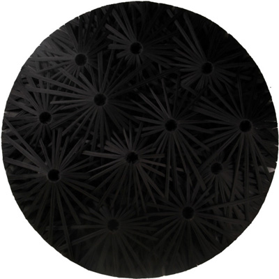 <b>Frattale lineare nero</b>, 2000<br>tessuto nylon su legno<br>100 x 100 x 20 cm