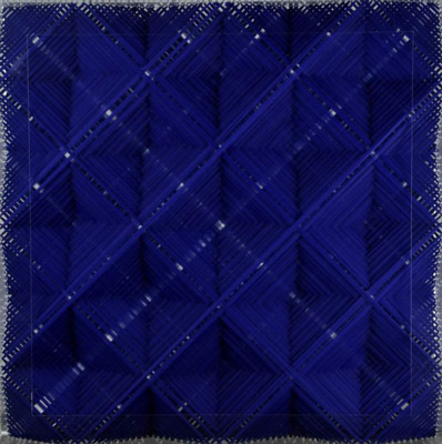 <b>Catastrophic Bifurcation - Blue</b>, 2010<br>Nylon fabric on plexiglass<br>90 x 90 cm - 35.4 x 35.4 in.<br>on view at IA&A at Hillyer