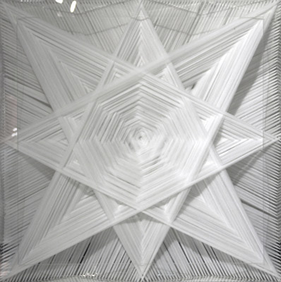 <b>White Catastrophic Bifurcation</b>, 2010<br>Nylon fabric on plexiglass<br>90 x 90 cm - 35.4 x 35.4 in.<br>on view at IA&A at Hillyer