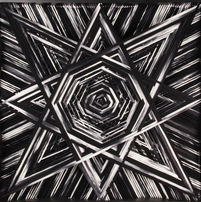 <b>White-Black Catastrophic Bifurcation</b>, 2010<br>Nylon fabric on plexiglass<br>100 x 100 cm - 39.4 x 39.4 in.<br>on view at IA&A at Hillyer