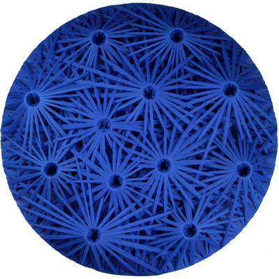 <b>Linear Fractal - Blue</b>, 2001<br>Nylon fabric on wood<br>120 x 120 cm - 47.2 x 47.2 in.<br>on view at IA&A at Hillyer