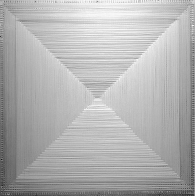 <b>Stable Bifurcation - White</b>, 2010<br>Nylon fabric on plexiglass<br>90 x 90 cm - 35.4 x 35.4 in.