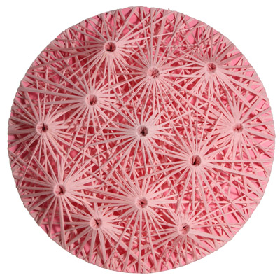 <b>Linear Fractal - Pink</b>, 2010<br>Nylon fabric on wood<br>100 x 100 cm - 39.4 x 39.4 in.