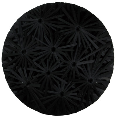 <b>Linear Fractal - Black</b>, 2010<br>Nylon fabric on wood<br>100 x 100 cm - 39.4 x 39.4 in.