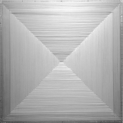 <b>White Perfect Bifurcation</b>, 2010<br>Nylon fabric on plexiglass<br>90 x 90 cm - 35.4 x 35.4 in.