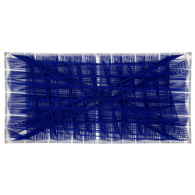<b>Ultramarine Stable Bifurcation</b>, 2001<br>Nylon fabric on plexiglass<br>100 x 200 cm - 39.4 x 78.7 in.