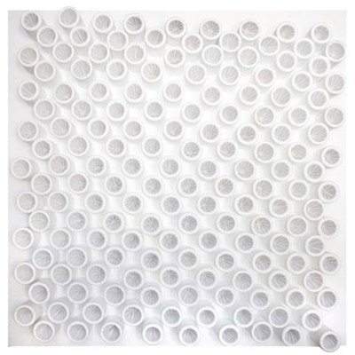 <b>Actual Infinity (White)</b>, 2010<br>Nylon fabric on canvas<br>125 x 125 cm - 49.2 x 49.2 in.