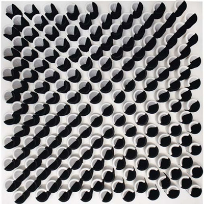 <b>Actual Infinity - Optical (Black White)</b>, 2001<br>Nylon fabric on canvas<br>125 x 125 cm - 49.2 x 49.2 in.