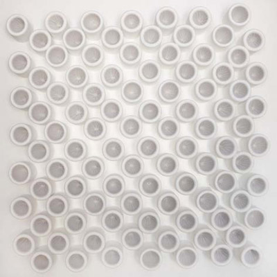 <b>Actual Infinity (Opaque White)</b>, 2009<br>Nylon fabric on canvas<br>100 x 100 cm - 39.4 x 39.4 in.