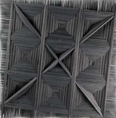<b>Catastrophic Bifurcation - Grey</b>, 1998<br>Nylon fabric on plexiglass<br>90 x 90 cm - 35.4 x 35.4 in.<br>on view at IA&A at Hillyer