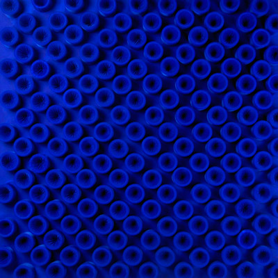 b>Actual Infinity - Blue</b>, 2004<br>Nylon fabric on canvas<br>125 x 125 cm - 49.2 x 49.2 in.<br>on view at IA&A at Hillyer